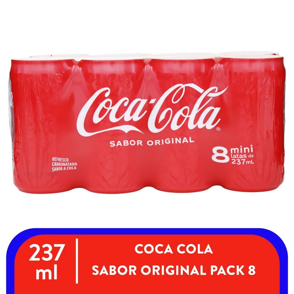 Gaseosa Coca Cola Regular Mini Lata 8 pack – 1.896 L