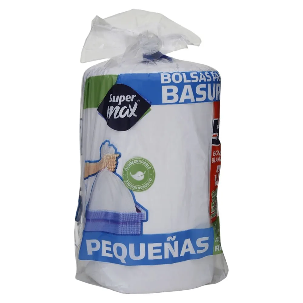 Bolsa Para Basura Marca Supermax Color Blanca Roll Pequeño – 50 Unidades