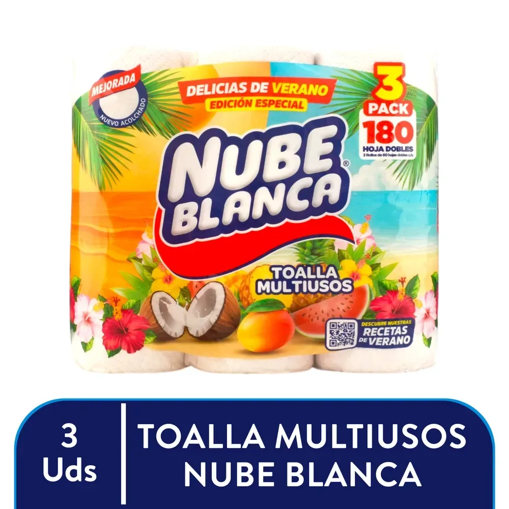 Toallas Nube Blanca de Cocina 3 Rollos – 60 hojas
