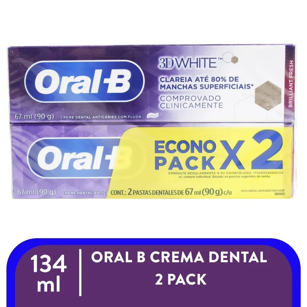 Crema Dental Oral B 3D White 2 pack -134 ml