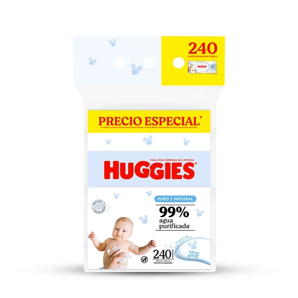 Toallas Húmedas Huggies Puro y Natural – 240 Unidades