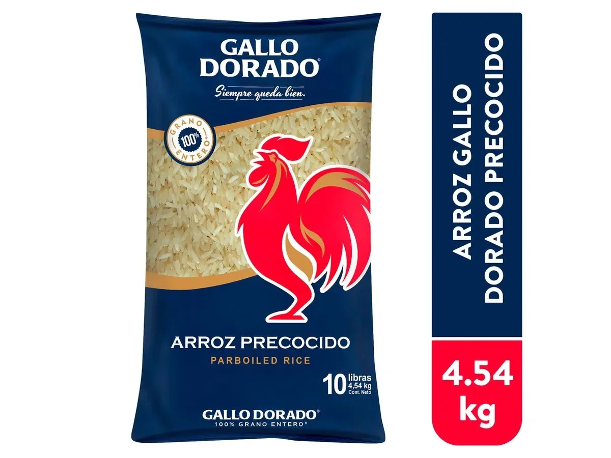 Arroz Gallo Dorado precocido grano entero – 4.54 kg