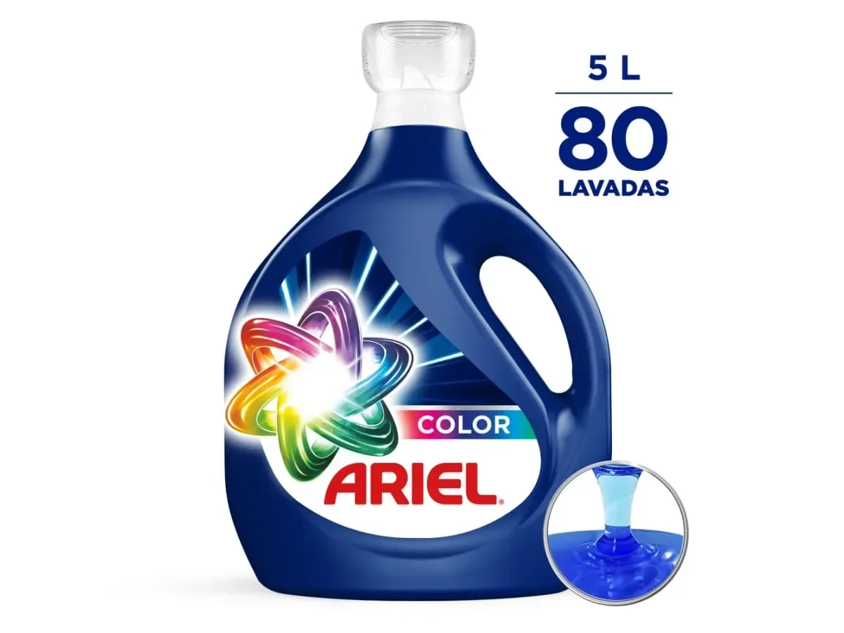 Detergente Líquido Ariel Color remueve manchas y cuida el color 80 lavadas -5 L